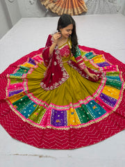 Women’s Navy Blue and Pink Lehenga Choli Set with Dupatta