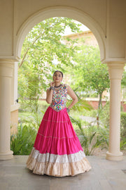 Women’s Rayon Lehenga with Kutchi Work Blouse