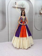 Women’s Bandhani Lehenga Choli with Kutchi Mirror Work