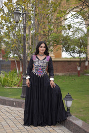 Women’s Anarkali Gown with Kutchi Gamthi Embroidery and Mirror Work