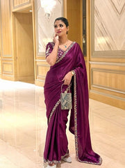 Women’s Saree with Embroidered Border For Traditional Look
