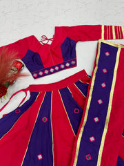 Women’s Roman Silk Lehenga Choli with Dupatta Real Mirror Work