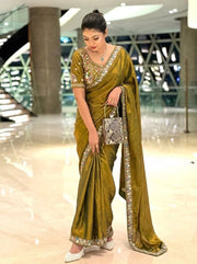 Women’s Saree with Embroidered Border For Traditional Look
