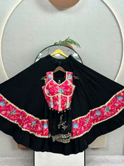 Women’s Lehenga Choli Set, Indian Ethnic Festive Wear with Floral Printed Bodice