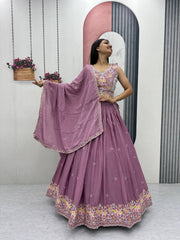 Women’s Floral Heavy Thread & Sequin Work Lehenga Choli with Dupatta