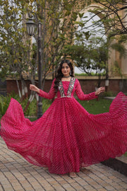 Women’s Anarkali Maxi Dress with Embroidered Bodice