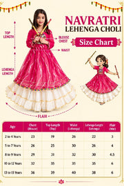 Indian Lehenga Choli Set with Pink Bandhani Printed Top and Cream Flared Lehenga Skirt