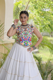 Women’s Rayon Lehenga with Kutchi Work Blouse