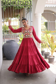 Women’s Ethnic Anarkali Gown Dress with Embroidered Bodice