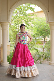 Women’s Rayon Lehenga with Kutchi Work Blouse