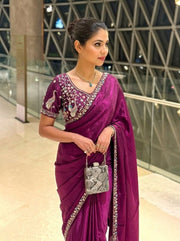 Women’s Saree with Embroidered Border For Traditional Look