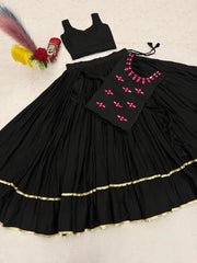 Women’s Black Anarkali Lehenga Choli Set, Traditional Indian Ethnic