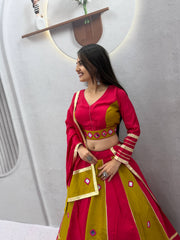 Women’s Roman Silk Lehenga Choli with Dupatta Real Mirror Work