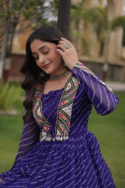 Women’s Anarkali Maxi Dress with Embroidered Bodice