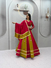 Women’s Roman Silk Lehenga Choli with Dupatta Real Mirror Work