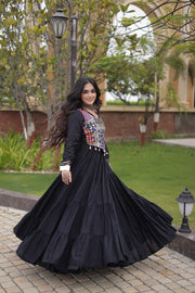 Women’s Anarkali Gown with Kutchi Gamthi Embroidery and Mirror Work