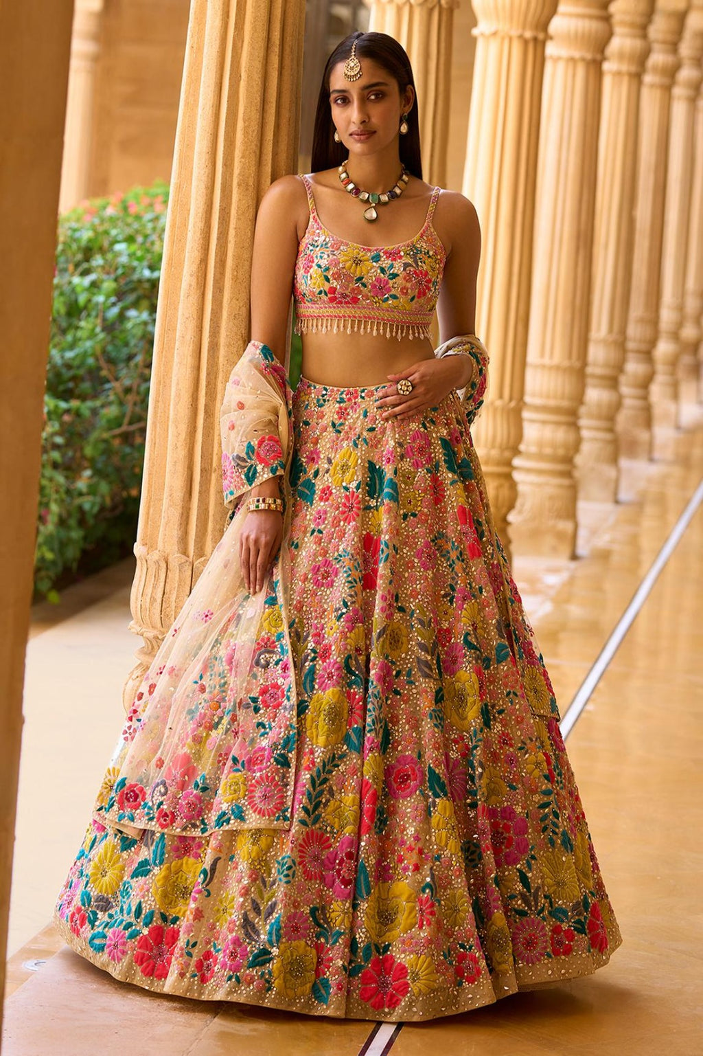 Floral Embroidered Lehenga Choli Set for Women with Dupatta | Wedding & Festive Wear