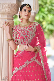 Women’s Pink Embroidered Lehenga Choli with Dupatta.