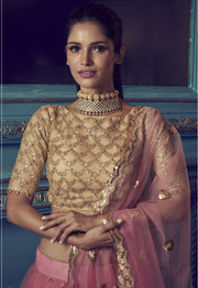 Women’s Pink Embroidered Lehenga Choli with Dupatta |