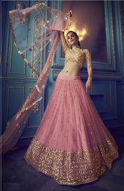 Women’s Pink Embroidered Lehenga Choli with Dupatta |