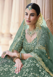 Women’s Green Embroidered Lehenga Choli with Dupatta |