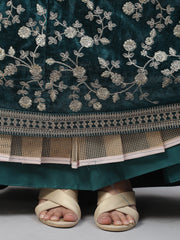 Women’s Blue Floral Embroidered Lehenga Choli with Dupatta.