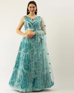 Women’s  Peacock Embroidered Lehenga Choli with Dupatta