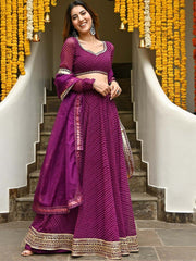 Women’s Bandhani Print Lehenga Choli with Dupatta