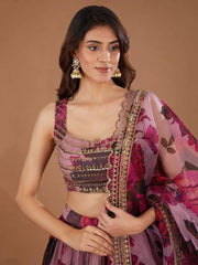 Women’s Pink Floral Printed Lehenga Choli Set