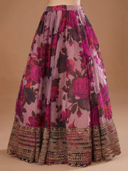 Women’s Pink Floral Printed Lehenga Choli Set