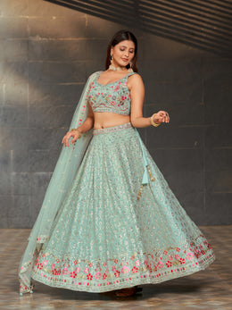 Women’s Floral Embroidered Lehenga Choli with Dupatta