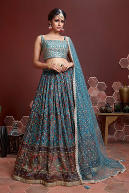 Women’s Printed Lehenga Choli with Embroidered Blouse & Dupatta