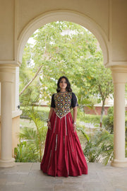 Women’s Stitched Rayon Lehenga Choli Set with Mirror Lace