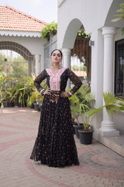 Women’s Printed Anarkali Dress with Embroidered Yoke