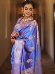 Saree for Women with Golden Paisley Butti and Rich Zari Jacquard Border