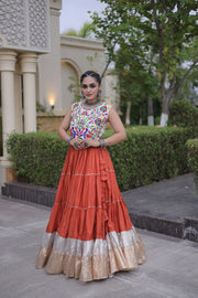 Women’s Rayon Lehenga with Kutchi Work Blouse