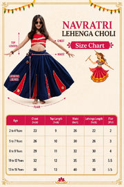 Girls Traditional Indian Navy Blue and Red Lehenga Choli Set