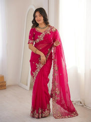 Elegant Indian Traditional Saree with Matching Blouse for Wedding, Party & Festive Wear