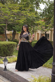 Women’s Anarkali Gown with Embroidered Kutchi Mirror Work