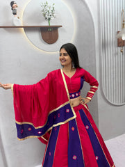 Women’s Roman Silk Lehenga Choli with Dupatta Real Mirror Work