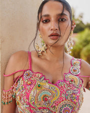 Women’s Pink Embroidered Lehenga Choli Set