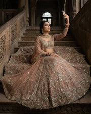 Women’s Dusty Rose Embroidered Lehenga Choli Set with Dupatta