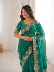 Elegant Indian Traditional Saree with Matching Blouse for Wedding, Party & Festive Wear