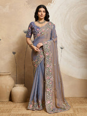 Women with Floral Embroidery Work and Heavy Embroidered Border