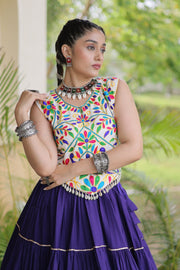 Women’s Rayon Lehenga with Kutchi Work Blouse