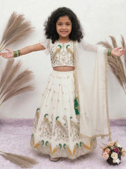 Girls Embroidered Lehenga Choli Set with Dupatta