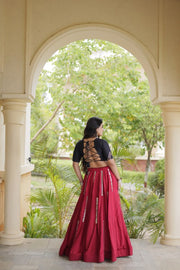 Women’s Stitched Rayon Lehenga Choli Set with Mirror Lace