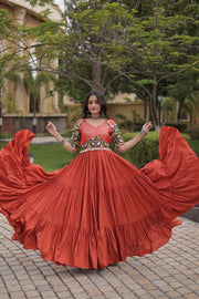 Women’s Anarkali Gown with Embroidered Kutchi Mirror Work