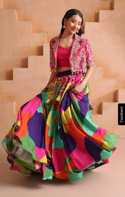 Women’s Multicolor Printed Lehenga Choli Set