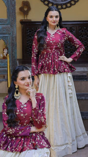 Women’s Floral Embroidered Lehenga With Top Style Festive Outfit